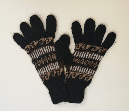 アルパカ手袋 100% 手編み ナスカ 幾何学模様 agpn153