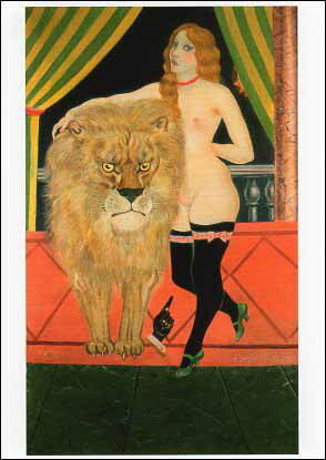 名画 ポストカード 藤田嗣治 レオナール・フジタ 調教師とライオン