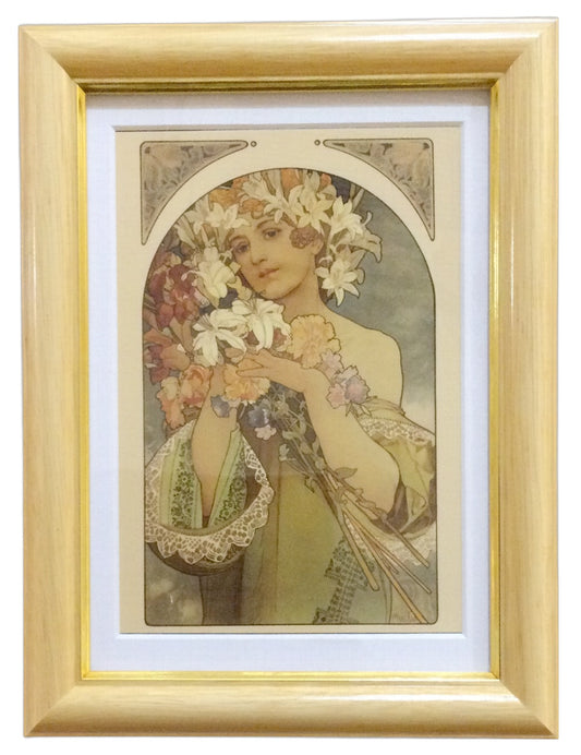 名画 ミニフレーム ミュシャ 花
