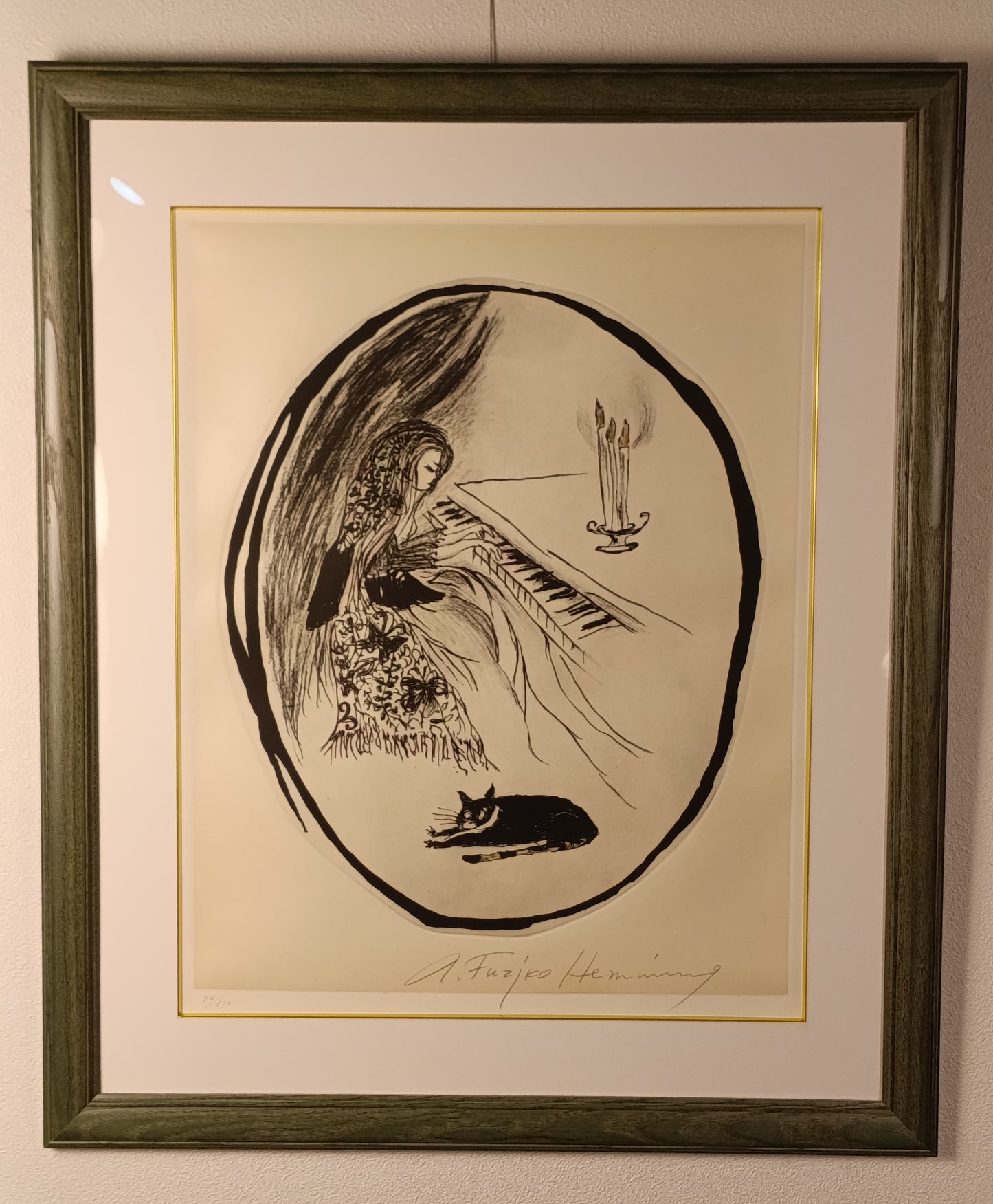 名画 フジコ・ヘミング 版画  夜に