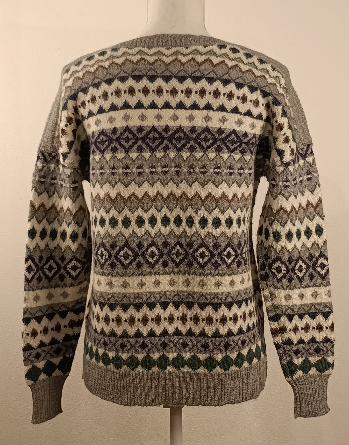 アルパカセーター ベビーアルパカ100% 総ジャカード グレー YASW26001gy