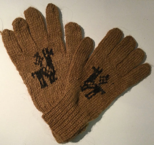 アルパカ手袋 100% 手編み YAGL087