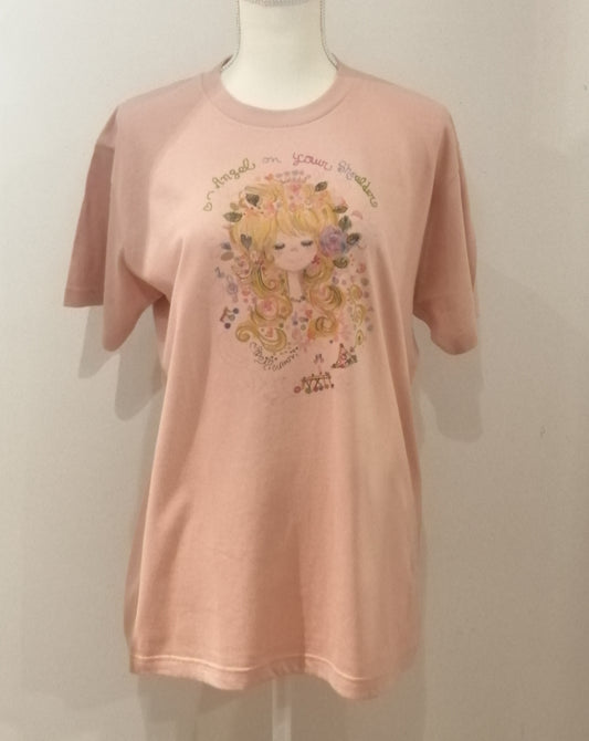 水森亜土 Tシャツ イノリ ダスティピンク DPK AD-8756