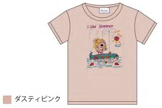 水森亜土 Tシャツ summer ダスティピンク DPK AD-9347