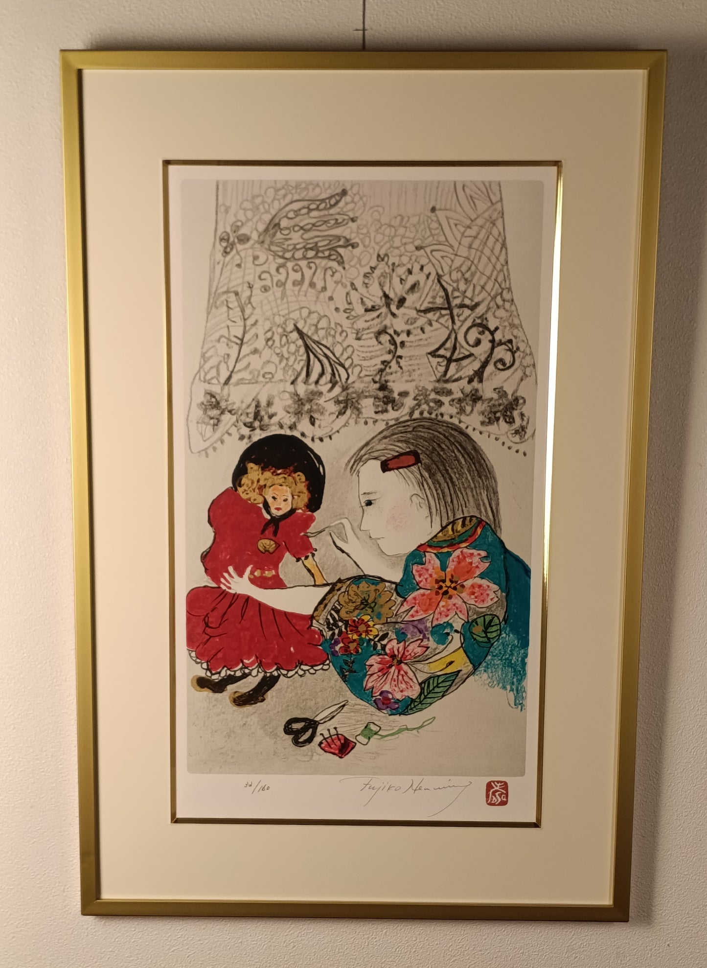 名画 フジコ・ヘミング 版画 人形つくり ＊1点限り