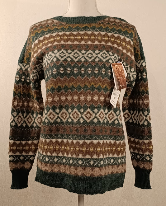 アルパカセーター ベビーアルパカ100% 総ジャカード グリーン YASW26001gr