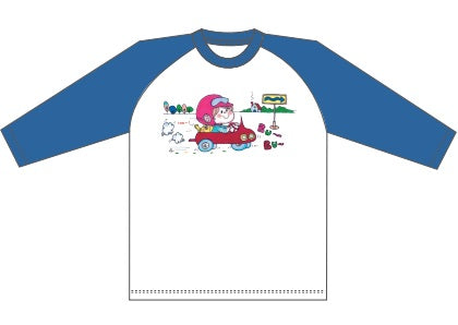 水森亜土 ラグランスリーブTシャツ  7分袖  クルマ BL レトロシリーズ