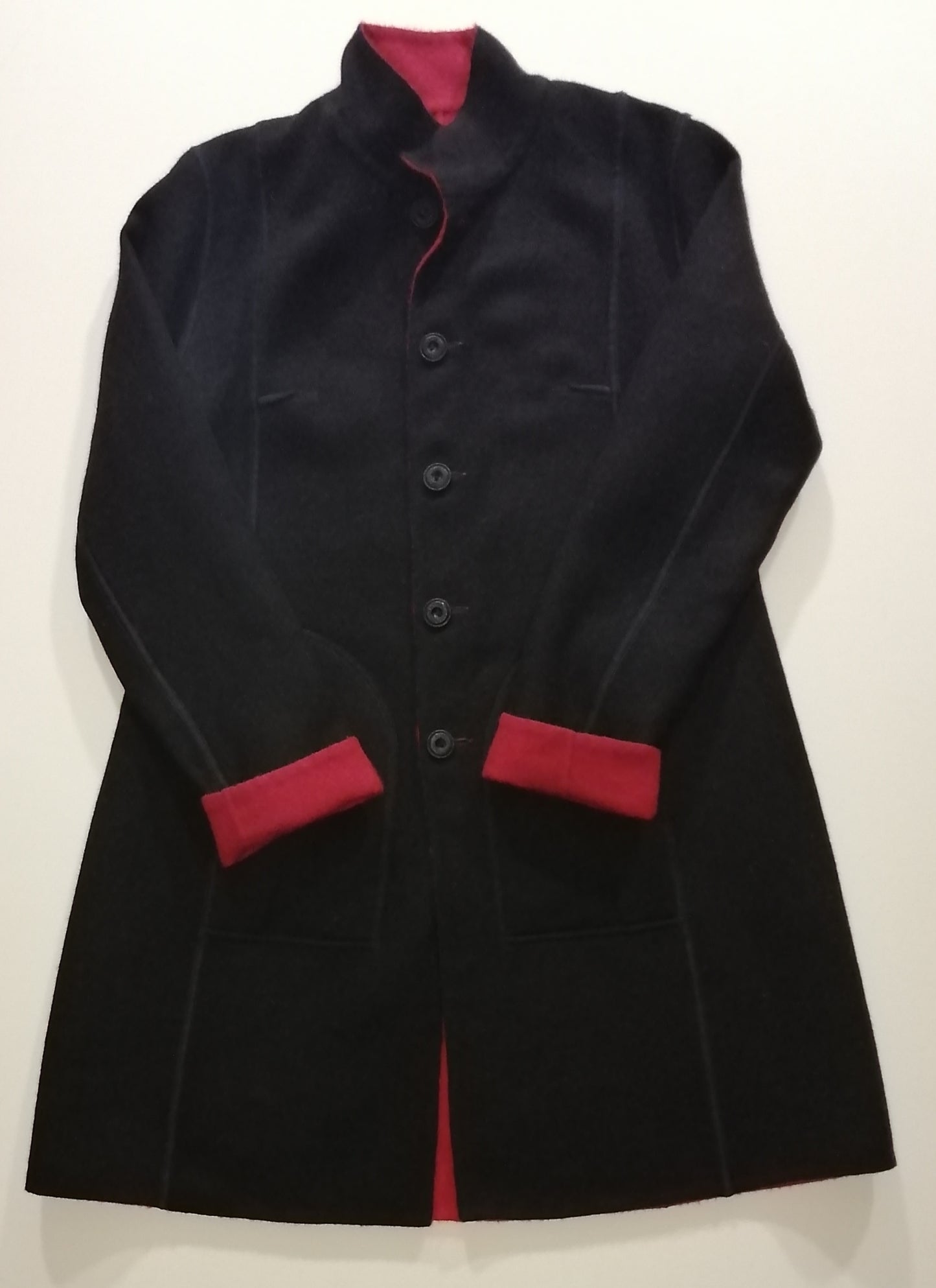 アルパカコート リバーシブル スタンドカラー ベビーアルパカ BLACK/RED YACO001BLRD