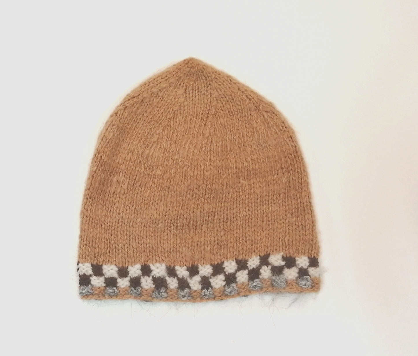 アルパカ帽子 100% 手編み ベージュ YAHT041