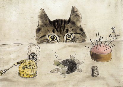 名画 ポストカード 藤田嗣治 レオナール・フジタ 仕立て屋の猫